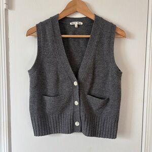 Alex Mill Women’s Grey BLEECKER SWEATER VEST IN MERINO WOOL Cropped Small